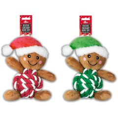 Gingerbread Man Rope Plush Dog Toy