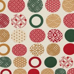 Christmas Golden Bauble PVC Oil Cloth - Sold by the Metre