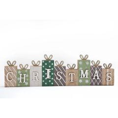 Wooden Christmas Present Decorative Sign 40cm