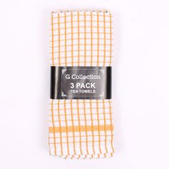 Check Tea Towels Yellow 3 Pack