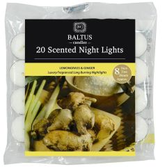 20 Pack of Lemongrass & Ginger 8 Hour Tea Lights by Baltus