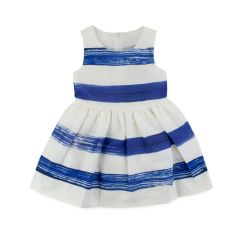 Girls Blue & White Stripe Dress