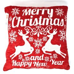 Merry Christmas Deer Chenille Cushion Cover