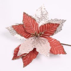 Christmas Artificial Poinsettia Pink & Gold - Large