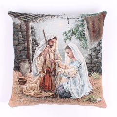 In A Manger Tapestry Christmas Cushion Cover 