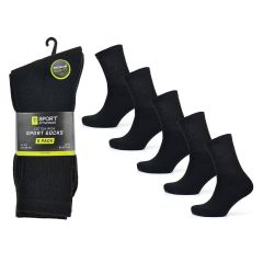 Men's 5 Pack Black Premium Sports Socks