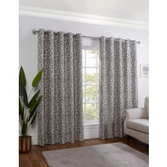 Crinkle Leaves Interlined Readymade Eyelet Curtains