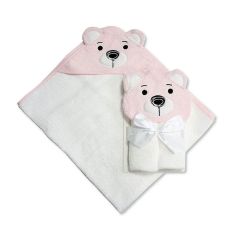 Baby Hooded Towel Bear Pink