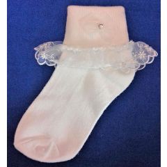 First Communion Socks Diamante Heart - CSK001