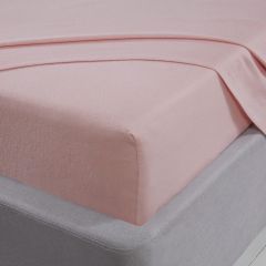 Brushed Cotton Flat Sheets Blush by Sleepdown