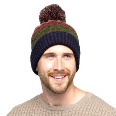 Men's Cable Beanie Hat with Bobble