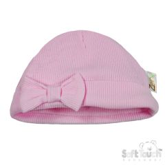 100% Cotton Ribbed Baby Hat Pink