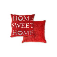 Home Sweet Home Chenille Terracotta Red Cushion Cover 17"