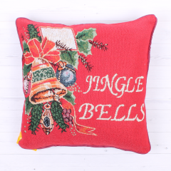 Jingle Bells Tapestry Christmas Cushion Cover 