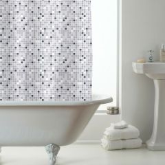 PEVA Shower Curtain with Rings Mosaic Black