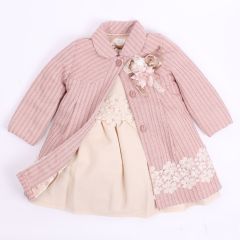 2pc Pink Cord Coat & Dress Set