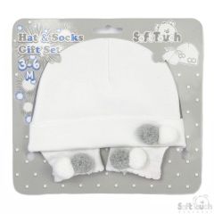 Baby Hat & Socks Set White
