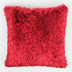 17'' Shaggy Chenille Cushion Cover - Red
