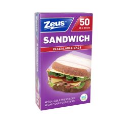 50 Pack Resealable Sandwich Bags