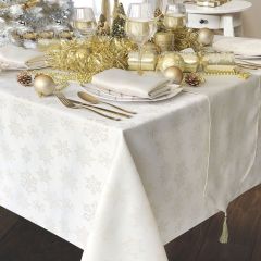 Snowflake Christmas Tablecloth Cream & Gold