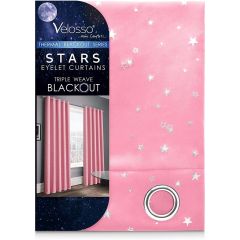 Blackout Curtains Eyelet Stars Pink