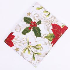 Christmas Holly Poinsettia Tablecloth