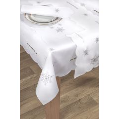 Christmas Tablecloth Sparkle Snowflake White & Silver
