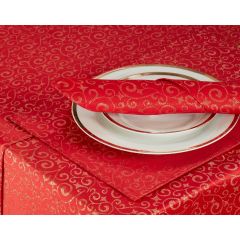 Sparkle Snowflake Red & Silver Christmas Tablecloth 