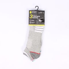 Men's 3 Pack  Trainer Socks Grey