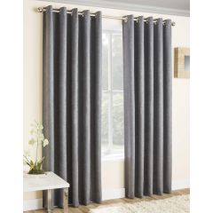 Vogue Woven Eyelet Curtains Grey by Enhanced Living