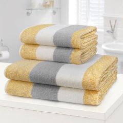 100% Cotton Weston Stripe 600gsm Towels - Ochre