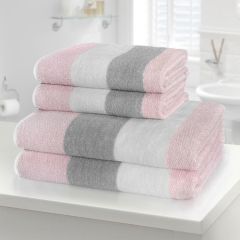 100% Cotton Weston Stripe 600gsm Towels - Pink
