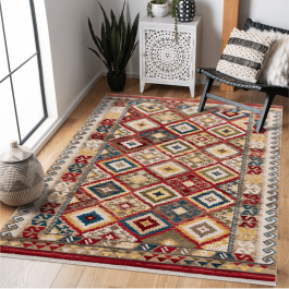 Classic Red Bordered Area Rug