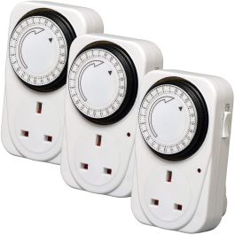 3-Piece 24-Hour Plug-In Timer Socket Set | Easy to Use & Energy Saving