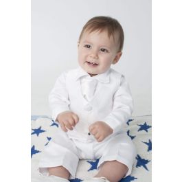 Boys Piece Checked Christening Suit White