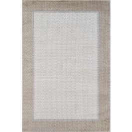 Alamo Border Beige Rug - Embossed Geometric, Oeko-Tex 100 Certified