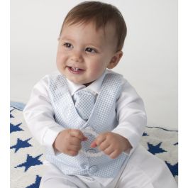 Occasion Wear Boys Vivaki Checked 4pc Christening Suit Blue