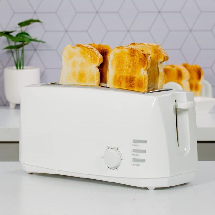 Efficient 4-Slice Cool Touch Toaster in White Versatile Features