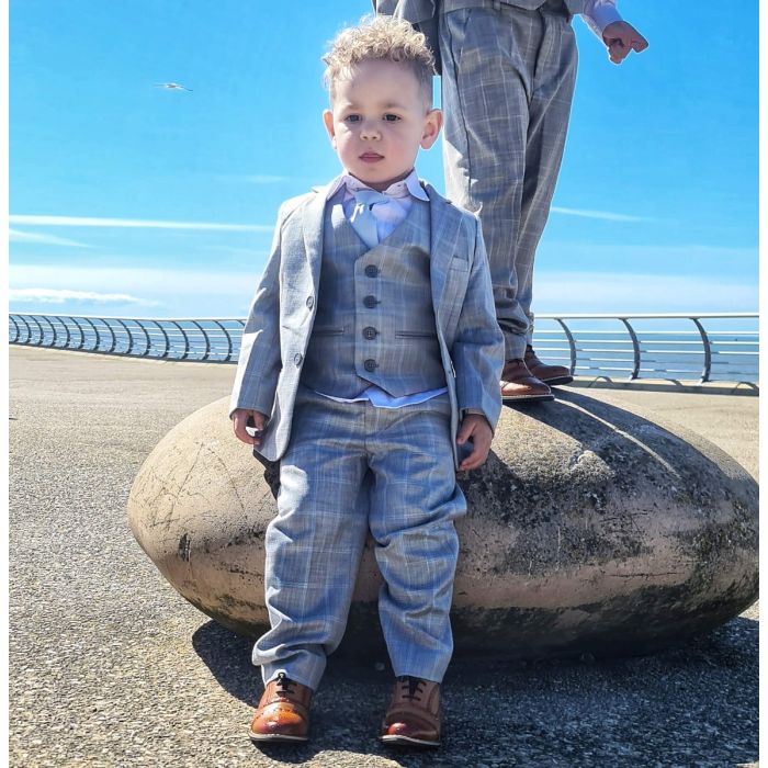 Piece Boys Grey Check Suit