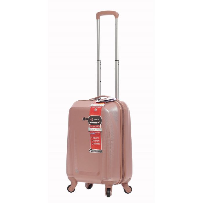 Travel Essentials 5 Cities Adelaide 4 Wheel Cabin Bag Rose Gold