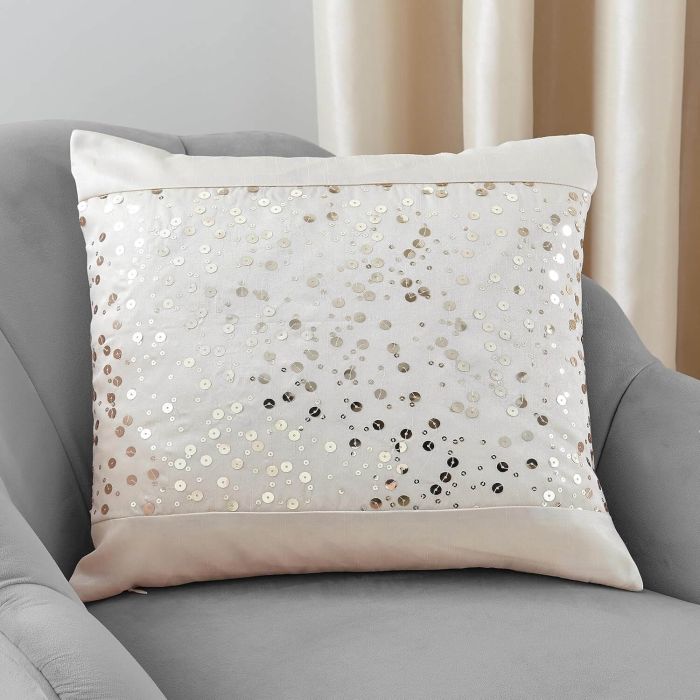 Catherine Lansfield Glitzy Sequin Cushion Cover 43x43cm Natural