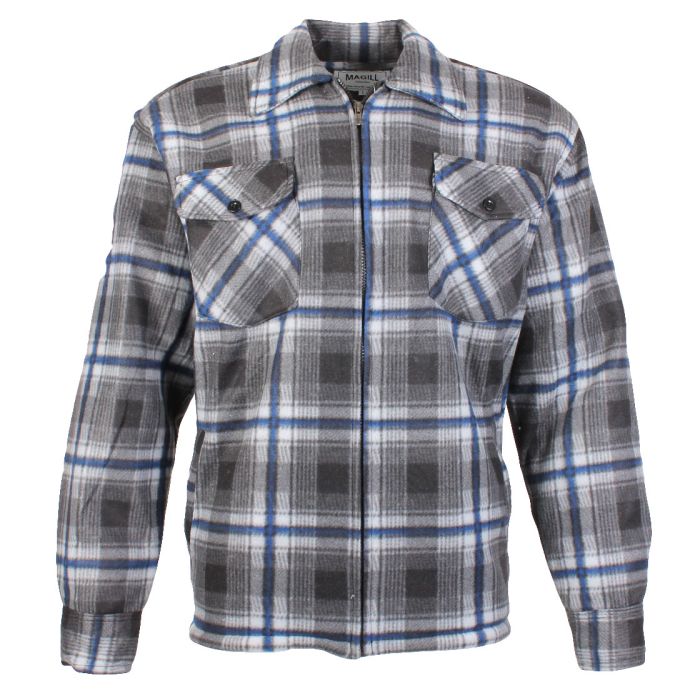 Stay Cozy Stylish with Our Check Fleece Zip Shirt in Grey Ultimate Comfort