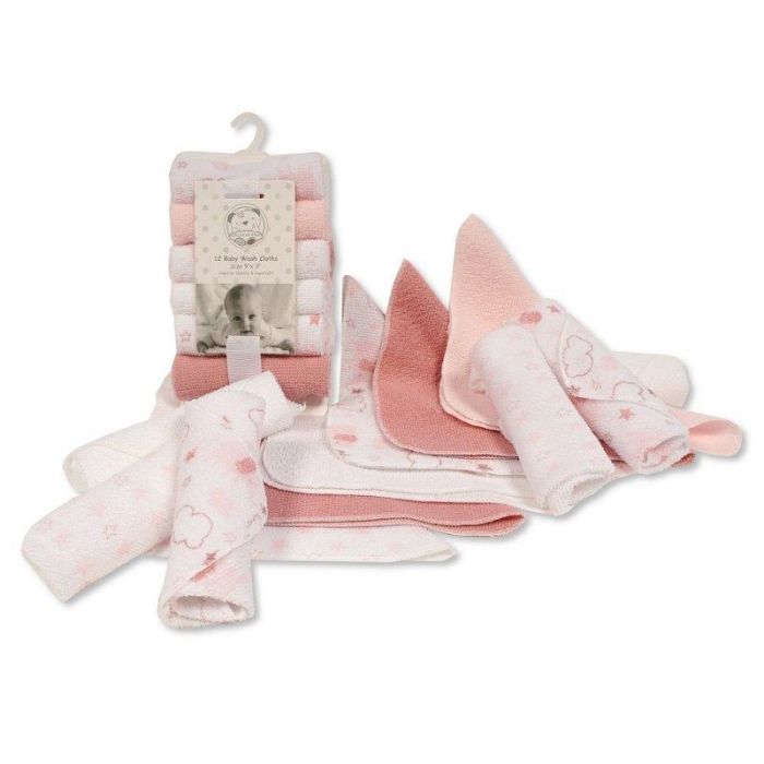 Baby 12 Pack Pink Wash Cloths