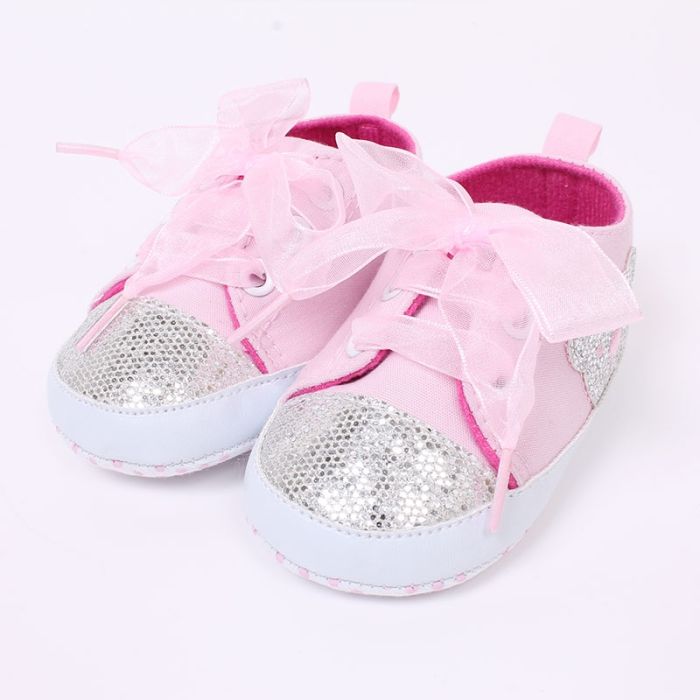 Baby Nursery Bear Glitter Shoes Pink