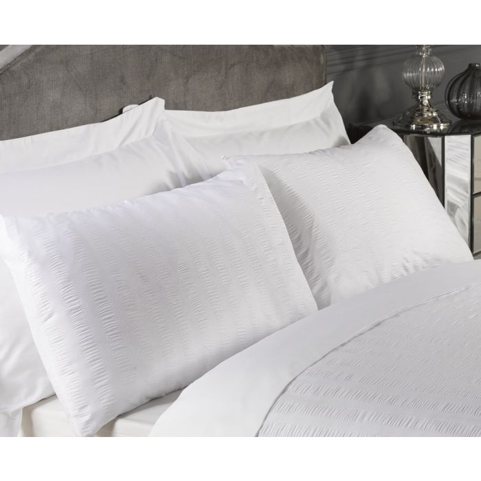 Bed Bath Seersucker White Pillowcase Pair