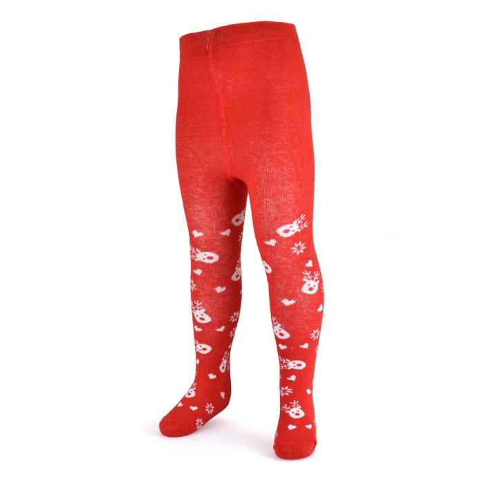 Girls Christmas Tights Red Reindeer