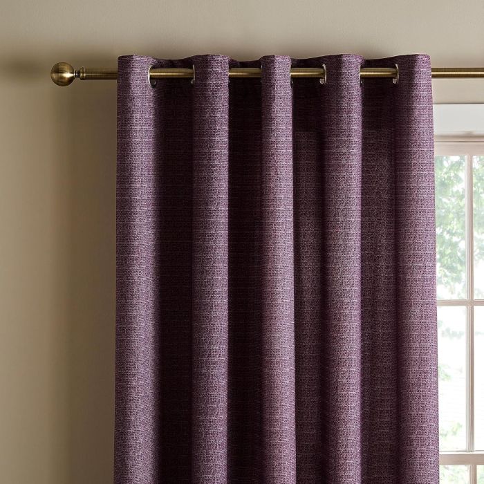 Catherine Lansfield Textured Thermal Curtains Plum – Eyelet Pair