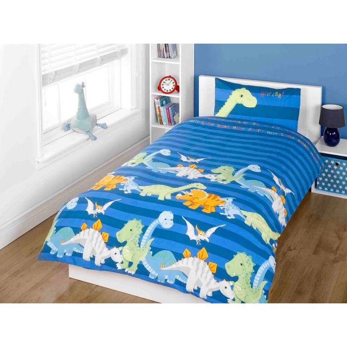 Dino Blue Toddler Cot Bed Duvet Cover, Dino Toddler Bed Frame