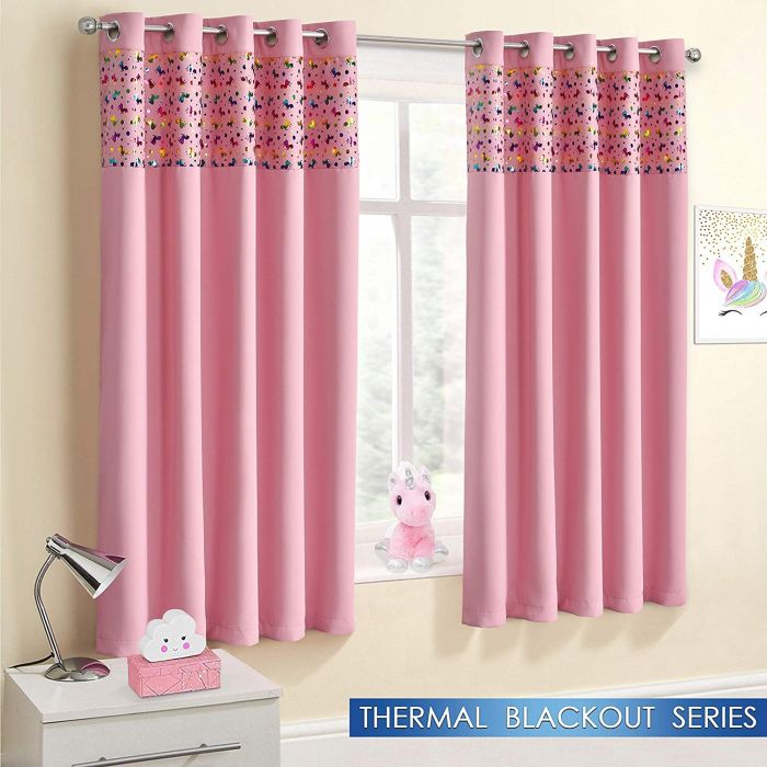 Kids Blackout Curtains Eyelet Unicorn Pink | Curtains | Guineys